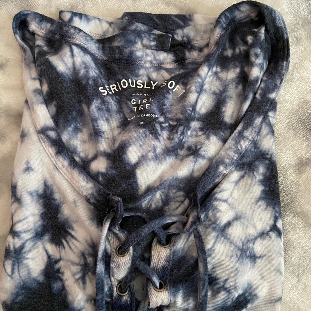 short sleeve lace up front shirt